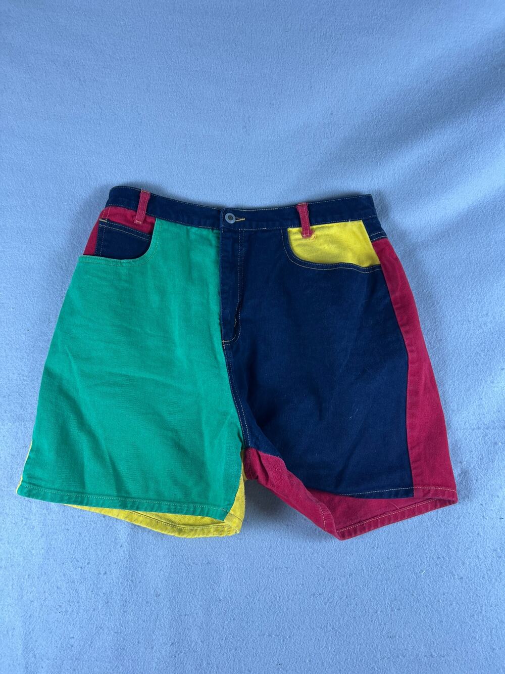Vintage Paris Sport Club Shorts Womens 13/14 High Waisted Colorblock USA Made